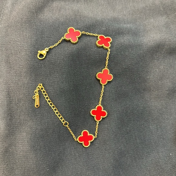 VCA-style Vintage Alhambra bracelet Carnelian 5 motifs - Picture 4 of 4